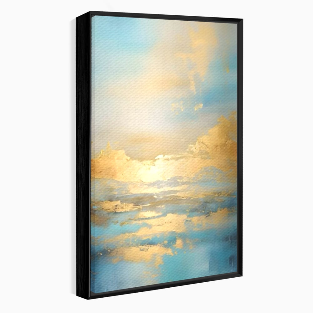 Tablou canvas cu tablou canvas cu peisaj marin abstract, in rama de aluminiu negru